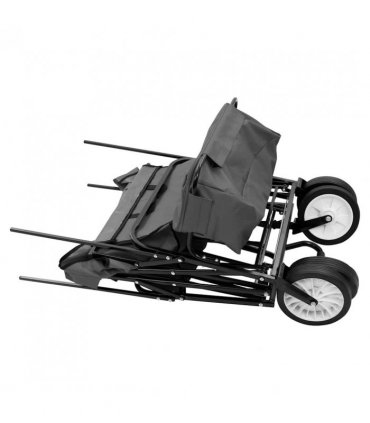 vidaXL Folding Hand Trolley with Canopy Steel Grey
