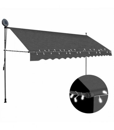 vidaXL Manual Retractable Awning with LED 350 cm Anthracite