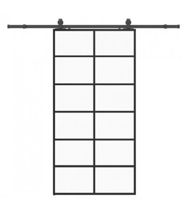 vidaXL Sliding Door with Hardware Set Black 90x205 cm ESG Glass