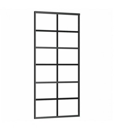 vidaXL Sliding Door with Hardware Set Black 90x205 cm ESG Glass
