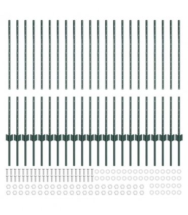 vidaXL Fence Post 22 pcs Green 140 cm Steel
