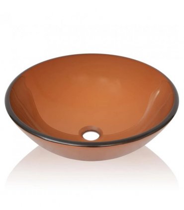 vidaXL Basin Tempered Glass 42 cm Brown