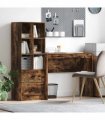 vidaXL Desk with Drawer with Shelf with Storage 2 pcs Smoked Oak