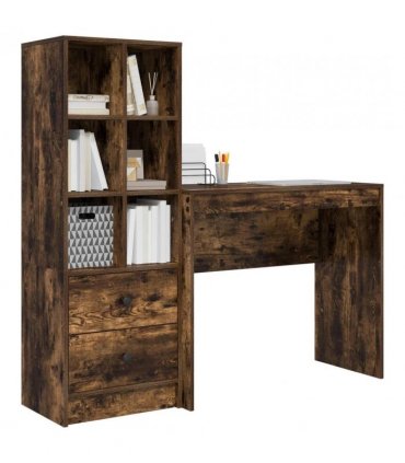 vidaXL Desk with Drawer with Shelf with Storage 2 pcs Smoked Oak