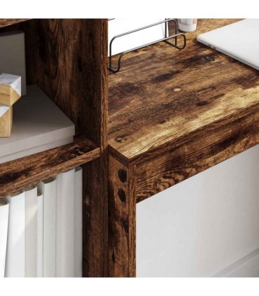vidaXL Desk with Drawer with Shelf with Storage 2 pcs Smoked Oak