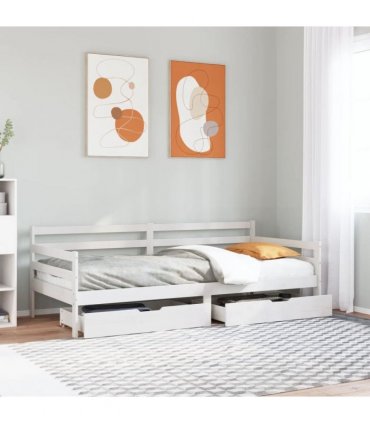 vidaXL Daybed with Drawers without Mattress White 90x200 cm Solid Wood
