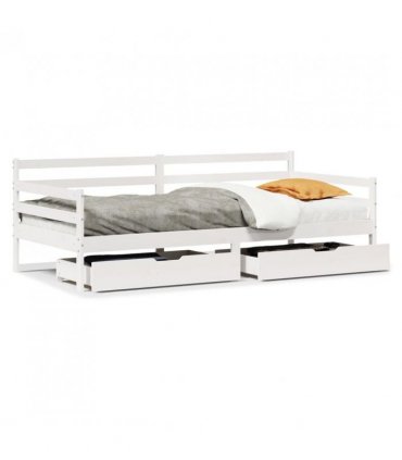 vidaXL Daybed with Drawers without Mattress White 90x200 cm Solid Wood