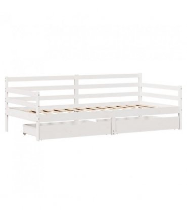 vidaXL Daybed with Drawers without Mattress White 90x200 cm Solid Wood