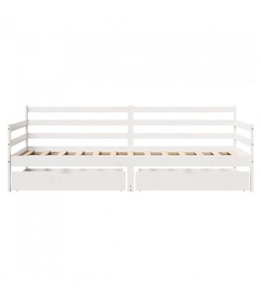 vidaXL Daybed with Drawers without Mattress White 90x200 cm Solid Wood