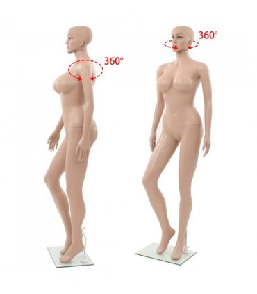 vidaXL Female Mannequin with Glass Base Beige 180 cm