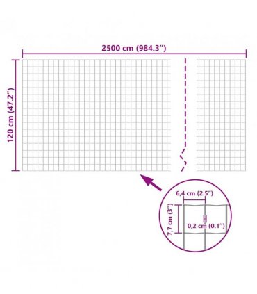 vidaXL Euro Fence Steel 25x1.2 m Grey