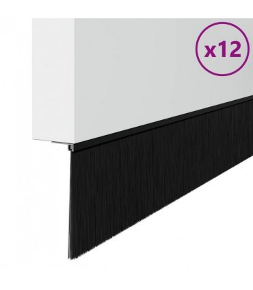 vidaXL Self-adhesive Door Brush Seals 12 pcs Black 100 cm