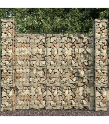 vidaXL Gabion Wall with Cover Galvanised Steel 600x50x200 cm