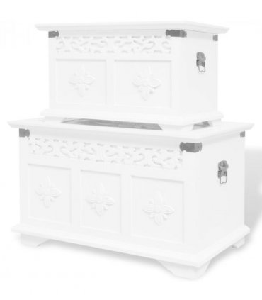 vidaXL Storage Chest | White | MDF and Solid Pine wood | Large and Small