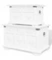 vidaXL Storage Chest | White | MDF and Solid Pine wood | Large and Small