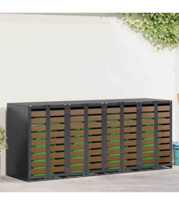 vidaXL Wheelie Bin Storage for 4 Bins Anthracite 272 x 77.5 x 115.5 cm