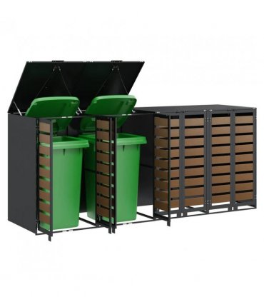 vidaXL Wheelie Bin Storage for 4 Bins Anthracite 272 x 77.5 x 115.5 cm