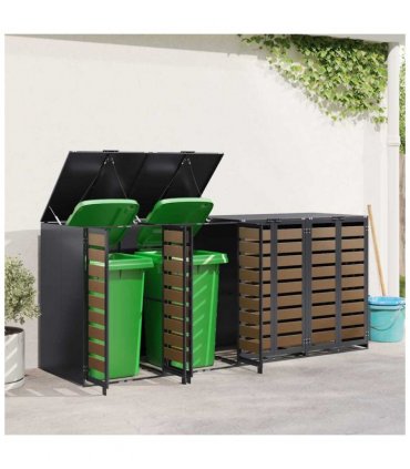 vidaXL Wheelie Bin Storage for 4 Bins Anthracite 272 x 77.5 x 115.5 cm