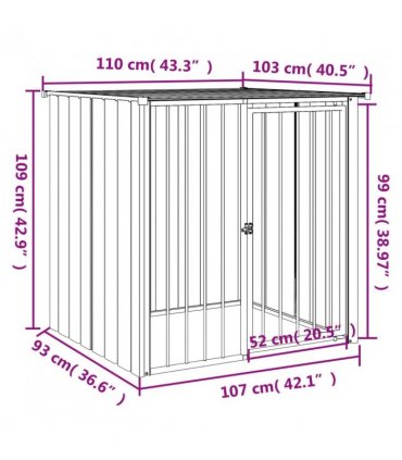 vidaXL Dog House with Roof Black 110x103x109 cm Galvanised Steel