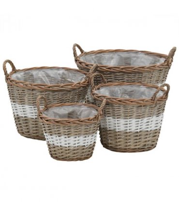 vidaXL Raised Bed 4 pcs Wicker with PE Lining