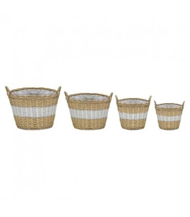 vidaXL Raised Bed 4 pcs Wicker with PE Lining