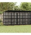 vidaXL Outdoor Dog Kennel with Roof Steel 14.75 m²