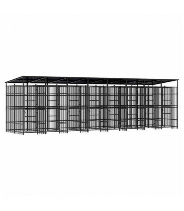 vidaXL Outdoor Dog Kennel with Roof Steel 14.75 m²