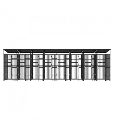 vidaXL Outdoor Dog Kennel with Roof Steel 14.75 m²