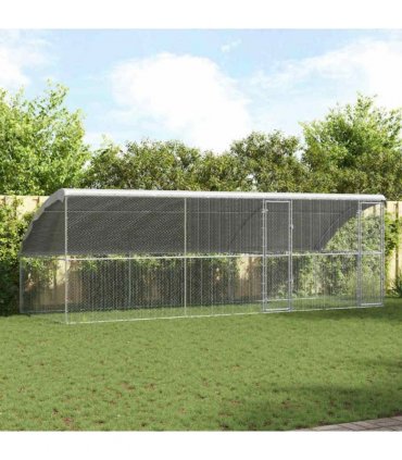 vidaXL Chicken Cage 3 pcs Silver 600 x 200 x 200 cm Galvanised Steel