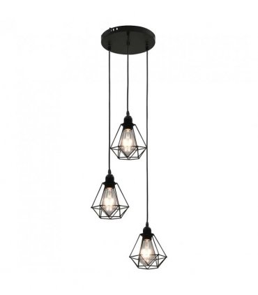 vidaXL Ceiling Lamp with Diamond Design Black 3 x E27 Bulbs
