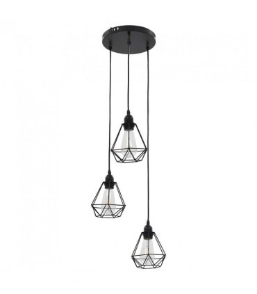 vidaXL Ceiling Lamp with Diamond Design Black 3 x E27 Bulbs