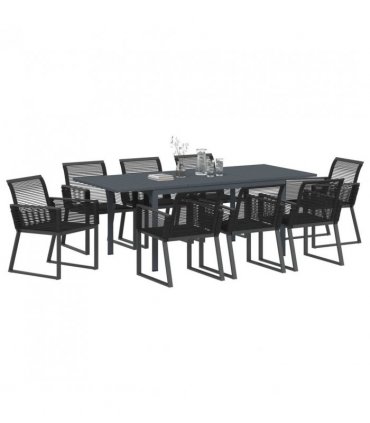 vidaXL Garden Dining Set 9 pcs Black Poly Rattan