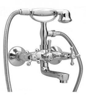 vidaXL 2-Handle Bathtub Faucet + Hand Shower Diverter Chrome Retro