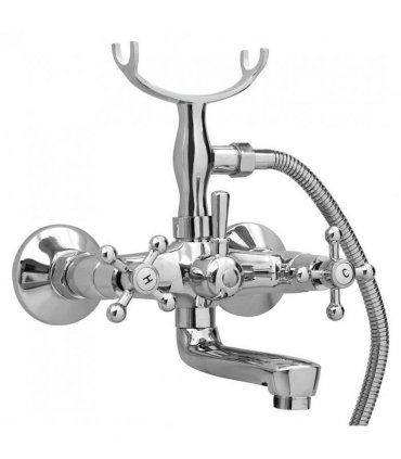 vidaXL 2-Handle Bathtub Faucet + Hand Shower Diverter Chrome Retro