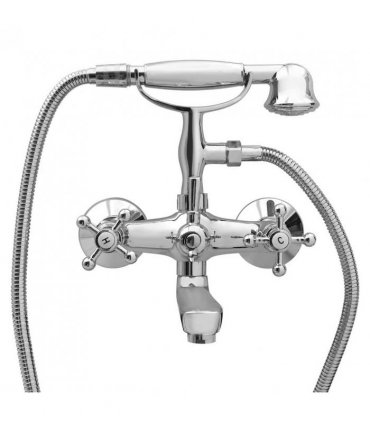 vidaXL 2-Handle Bathtub Faucet + Hand Shower Diverter Chrome Retro