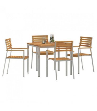 vidaXL Garden Dining Set 5 pcs Brown Solid Acacia Wood