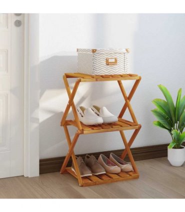 vidaXL 3-Tier Folding Shelf Brown 43x31x63 cm Solid Wood Acacia