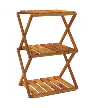 vidaXL 3-Tier Folding Shelf Brown 43x31x63 cm Solid Wood Acacia