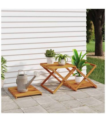 vidaXL 3-Tier Folding Shelf Brown 43x31x63 cm Solid Wood Acacia