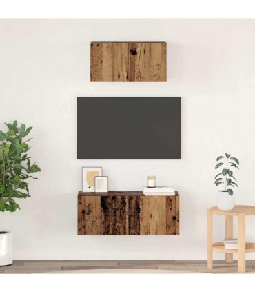 vidaXL TV Cabinet Set Wall-mounted 2 pcs Old Wood Engineered Wood