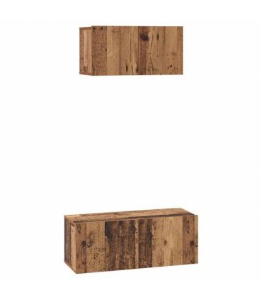 vidaXL TV Cabinet Set Wall-mounted 2 pcs Old Wood Engineered Wood