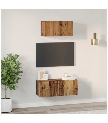 vidaXL TV Cabinet Set Wall-mounted 2 pcs Old Wood Engineered Wood