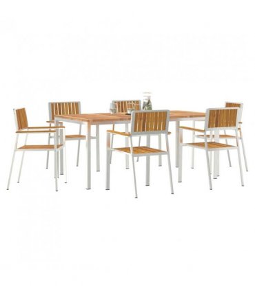 vidaXL Outdoor Dining Set 7 pcs Brown Solid Acacia Wood