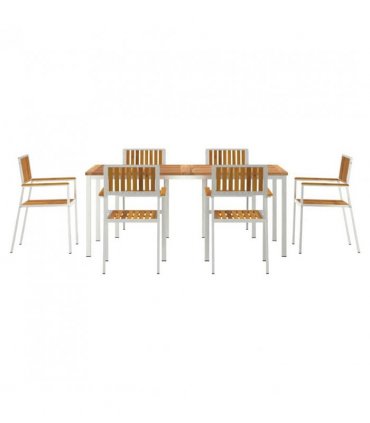 vidaXL Outdoor Dining Set 7 pcs Brown Solid Acacia Wood