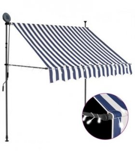 vidaXL Manual Retractable Awning with LED 100 cm Blue and White