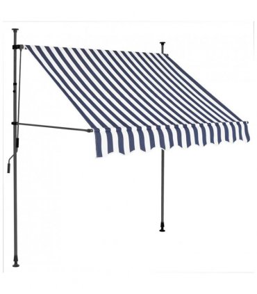 vidaXL Manual Retractable Awning with LED 100 cm Blue and White