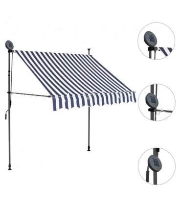 vidaXL Manual Retractable Awning with LED 100 cm Blue and White
