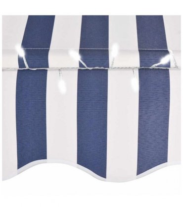 vidaXL Manual Retractable Awning with LED 100 cm Blue and White