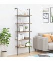 vidaXL 5-Tier Leaning Shelf Dark Brown and Black 64x35x185 cm