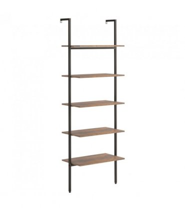 vidaXL 5-Tier Leaning Shelf Dark Brown and Black 64x35x185 cm